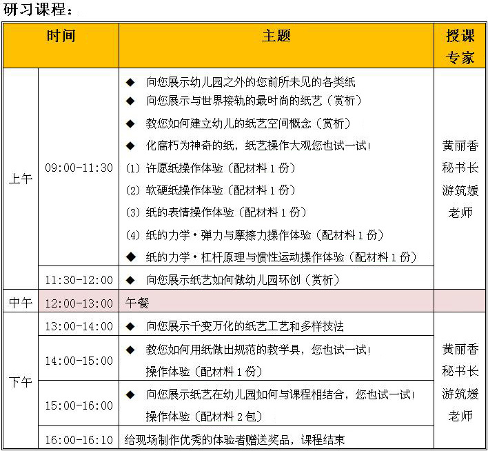 研习课程安排